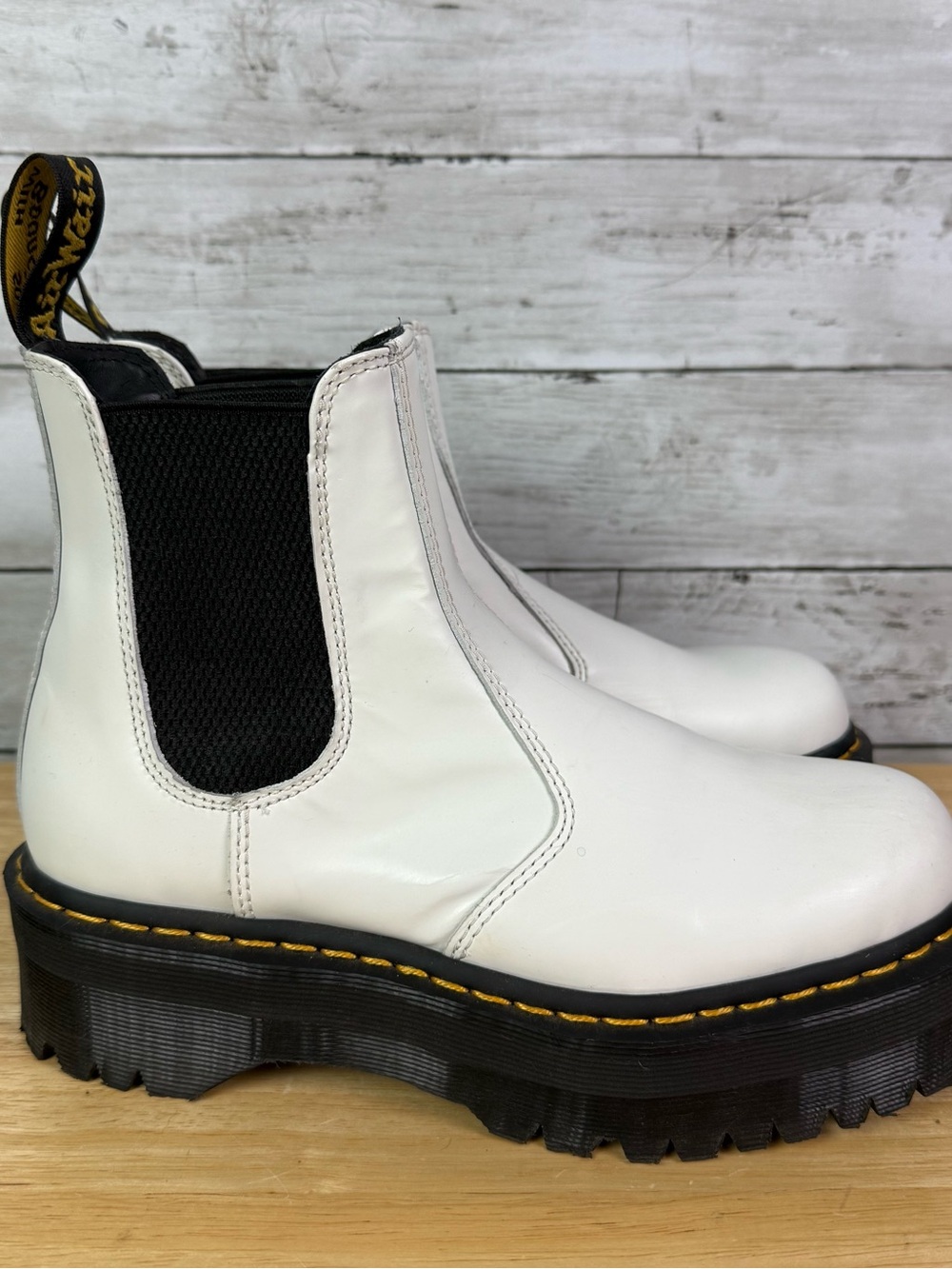 Dr Martens White Quad Platform Chelsea Boot Size 9